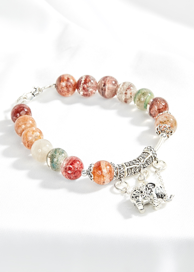 Vòng thạch anh ưu linh đồng tâm phối charm voi bạc Ngọc Quý Gemstones