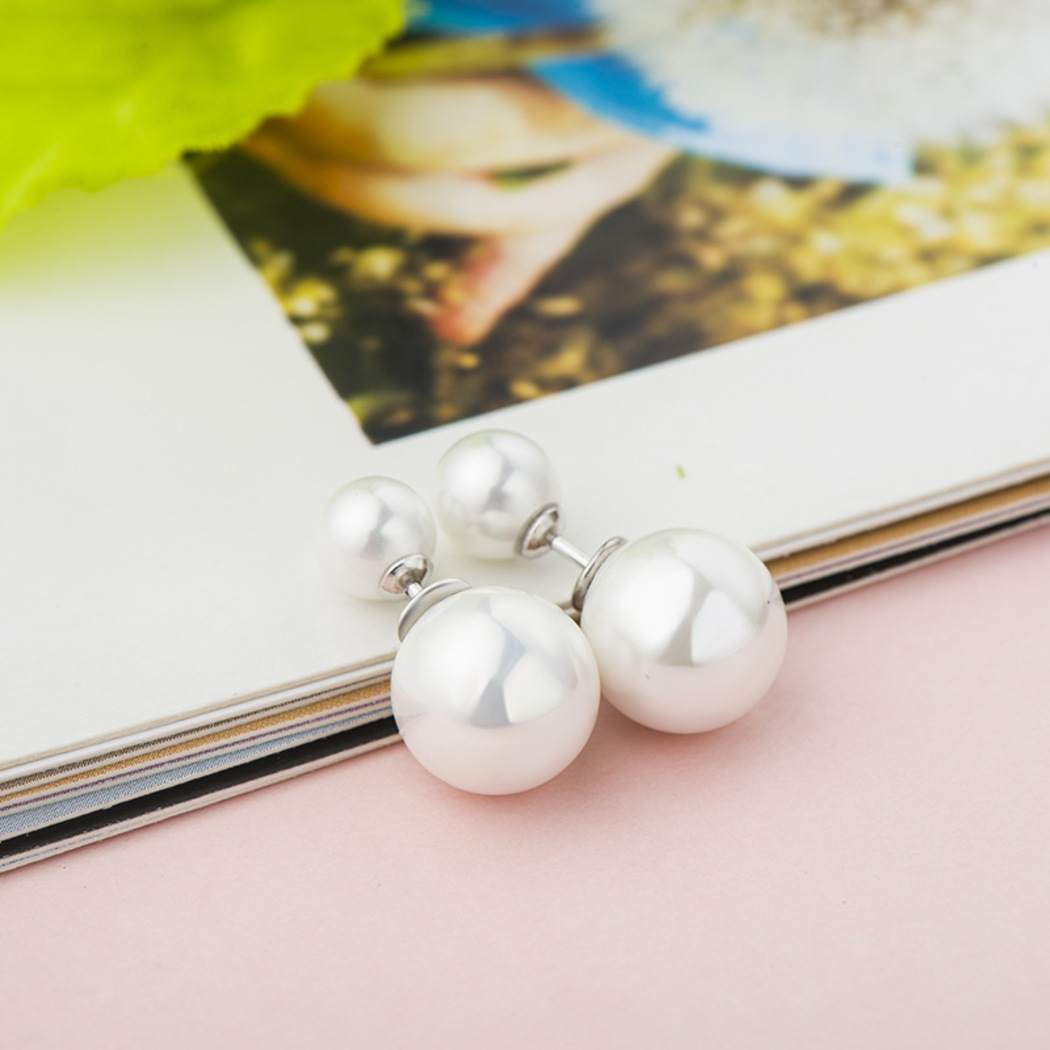 Bông Khuyên Tai Ngọc Trai Nhân Tạo - Kiểu Tròn Đôi - Trang Sức Cô Tấm - STERLING PEARL (6-10ly) - CTJ1210