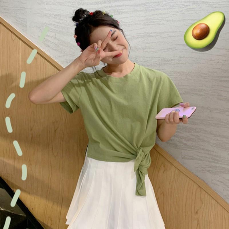 Áo thun tay ngắn cổ tròn thiết kế dáng rộng thoải mái cho nữ