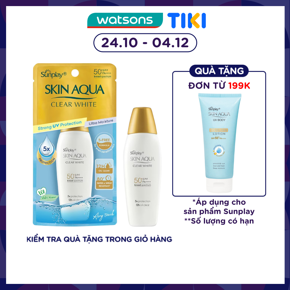 Sữa Chống Nắng Dưỡng Da Trắng Mịn Tối Ưu Sunplay Skin Aqua Clear White SPF50+ 55g