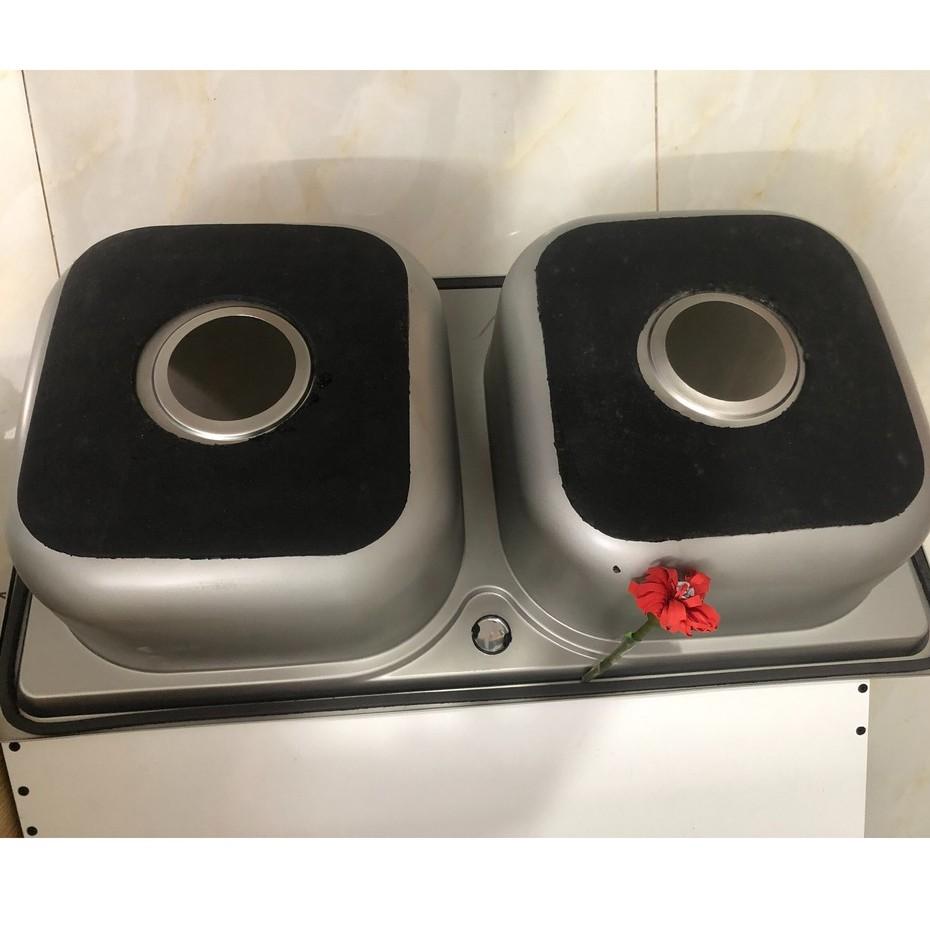 Chậu rửa chén 2 hộc inox tặng kèm bộ xả chậu, KT: 80x46x23 cm