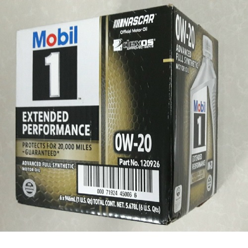 Thùng 6 chai dầu động cơ đốt trong Mobil 0W20 - Dầu nhớt Mobil nhập khẩu từ Mỹ