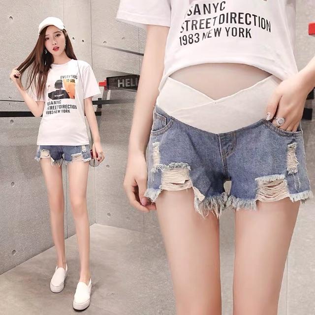Quần short jean bà bầu sẵn hàng giao ngay