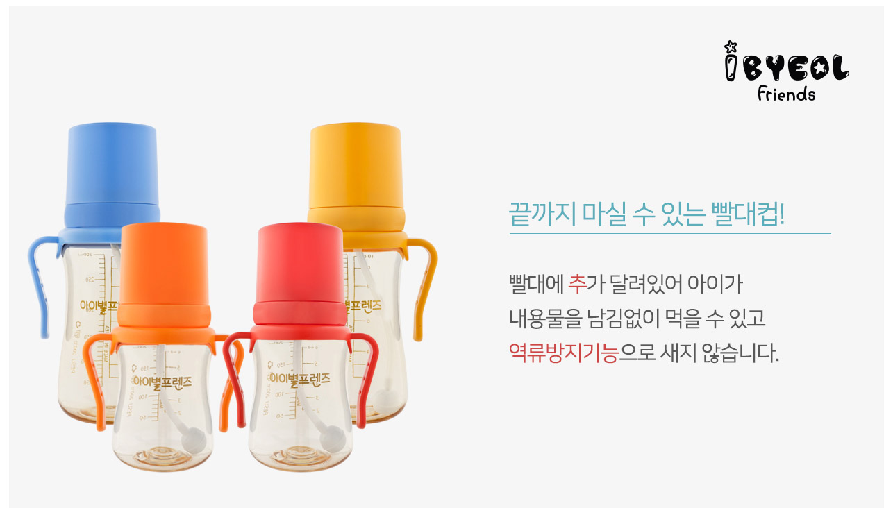 Bình ống hút tập uống cho bé IBYEOL Friends PESU 200ml/300ml