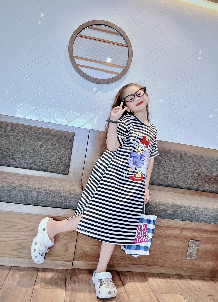 ĐẦM THUN SUÔNG BÉ GÁI THỂ THAO THUN COTTON CHO BÉ 8-40KG