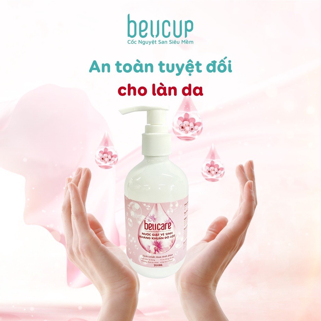 Bộ sản phẩm dung dịch vệ sinh phụ nữ BeU Care &amp; nước giặt đồ lót chuyên dụng - Dành cho da nhạy cảm, se khít, dưỡng ẩm, khử mùi, ngăn ngừa viêm nhiễm vùng kín BeuCup