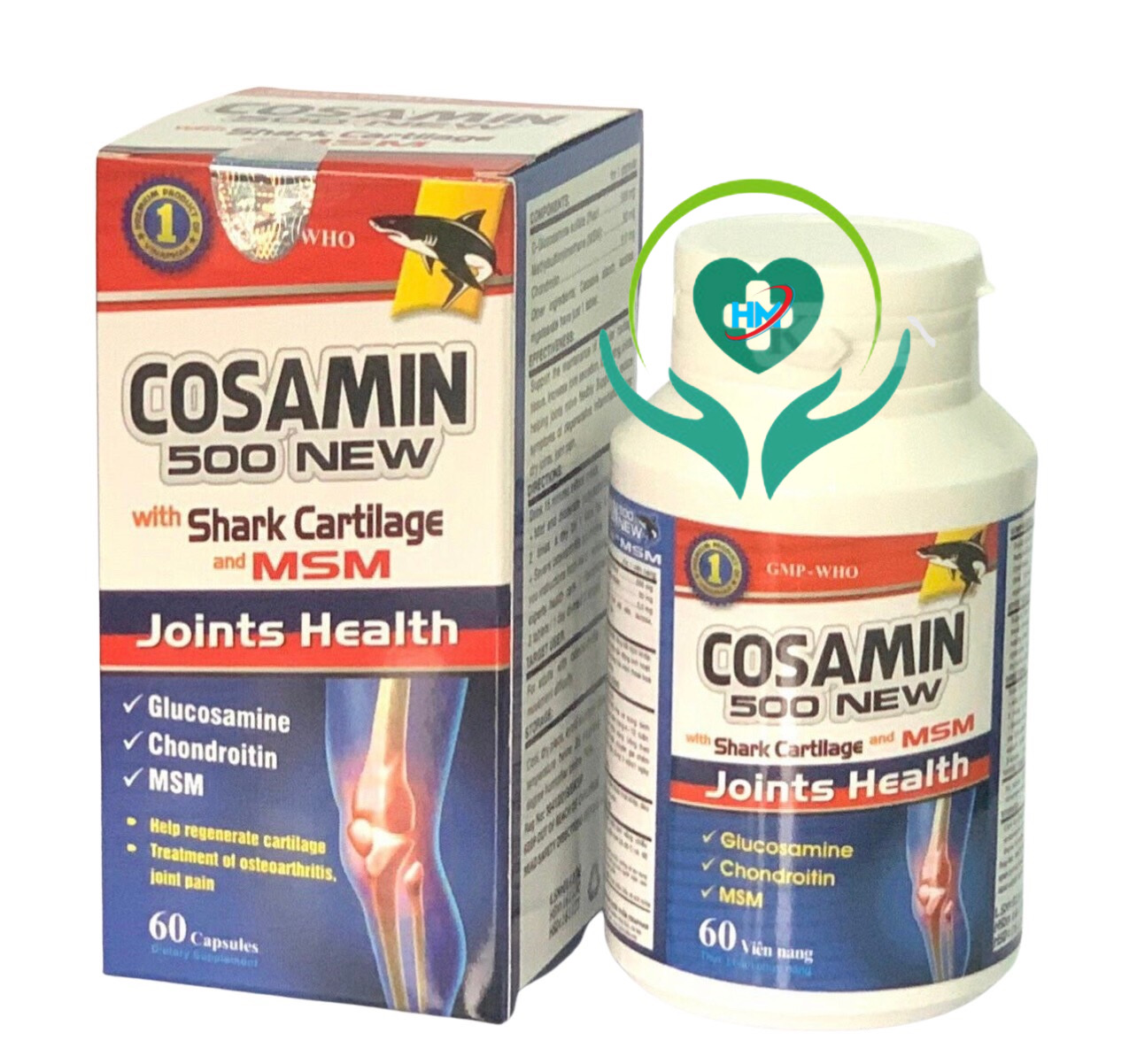 COSAMIN 500 NEW with Shark cartilage and MSM Vinaphar 60 viên -Tăng Tiết Dịch Khớp,Mô Sụn,Thoái Hóa Khớp
