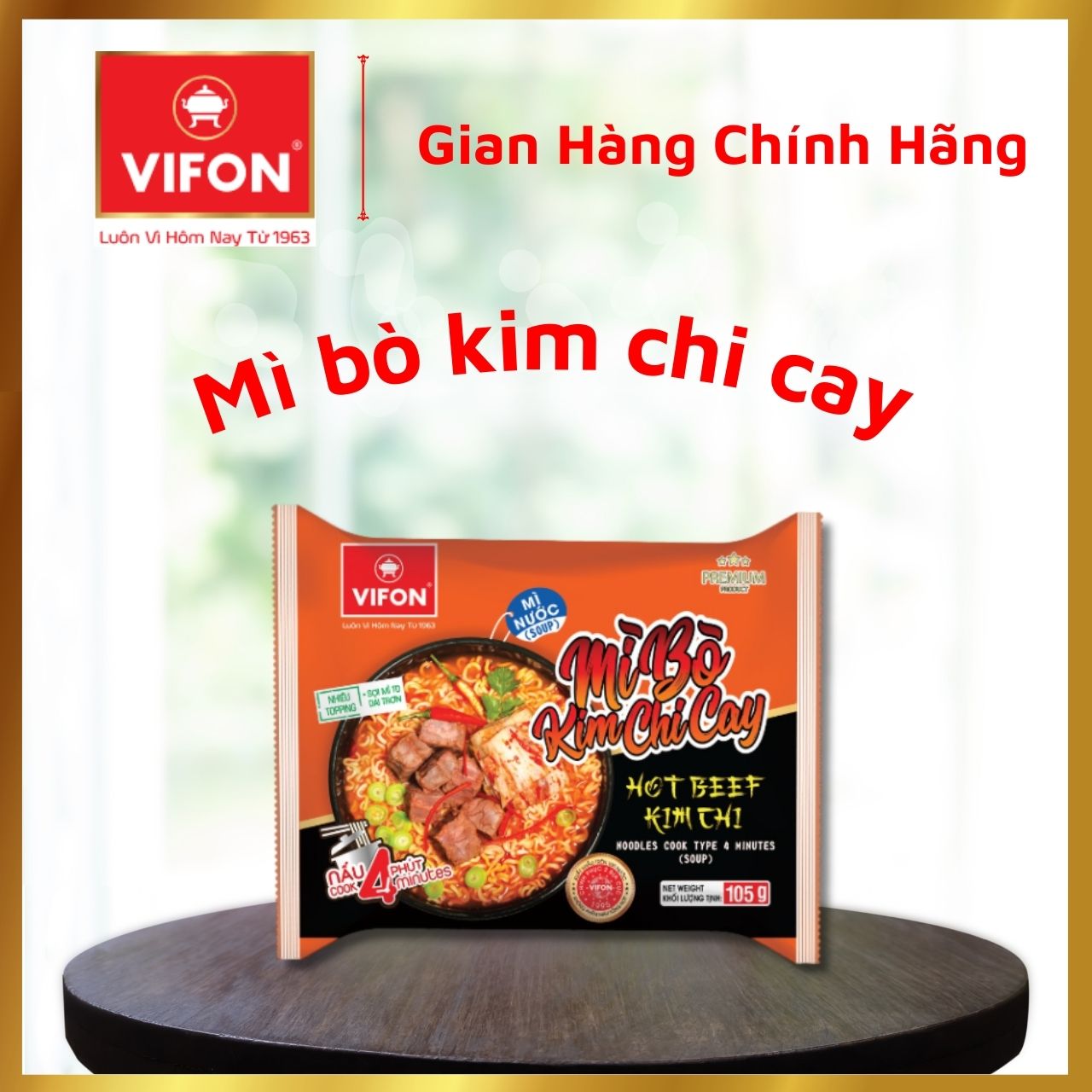 Thùng 24 Mì Bò Kim Chi Cay VIFON (105g / Gói)