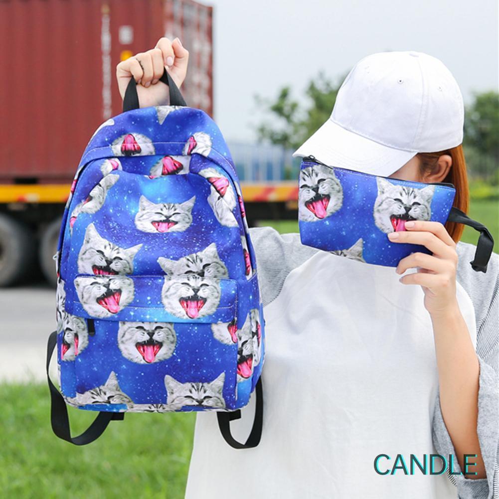 Set 2 Balo Túi Xách Ví Canvas Thời Trang Nữ
