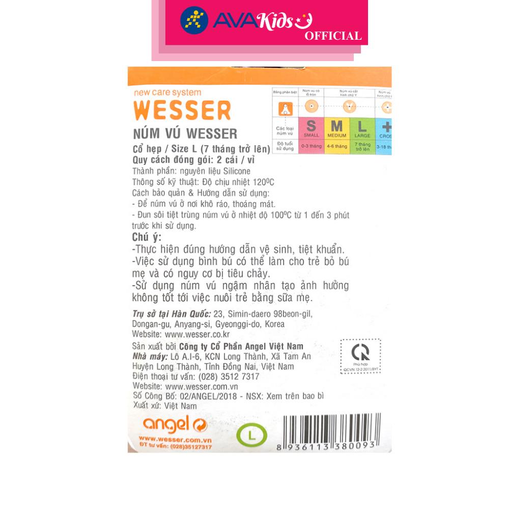 Bộ 2 núm ti Wesser cổ hẹp size L (từ 7 tháng) - Hàng Chính Hãng