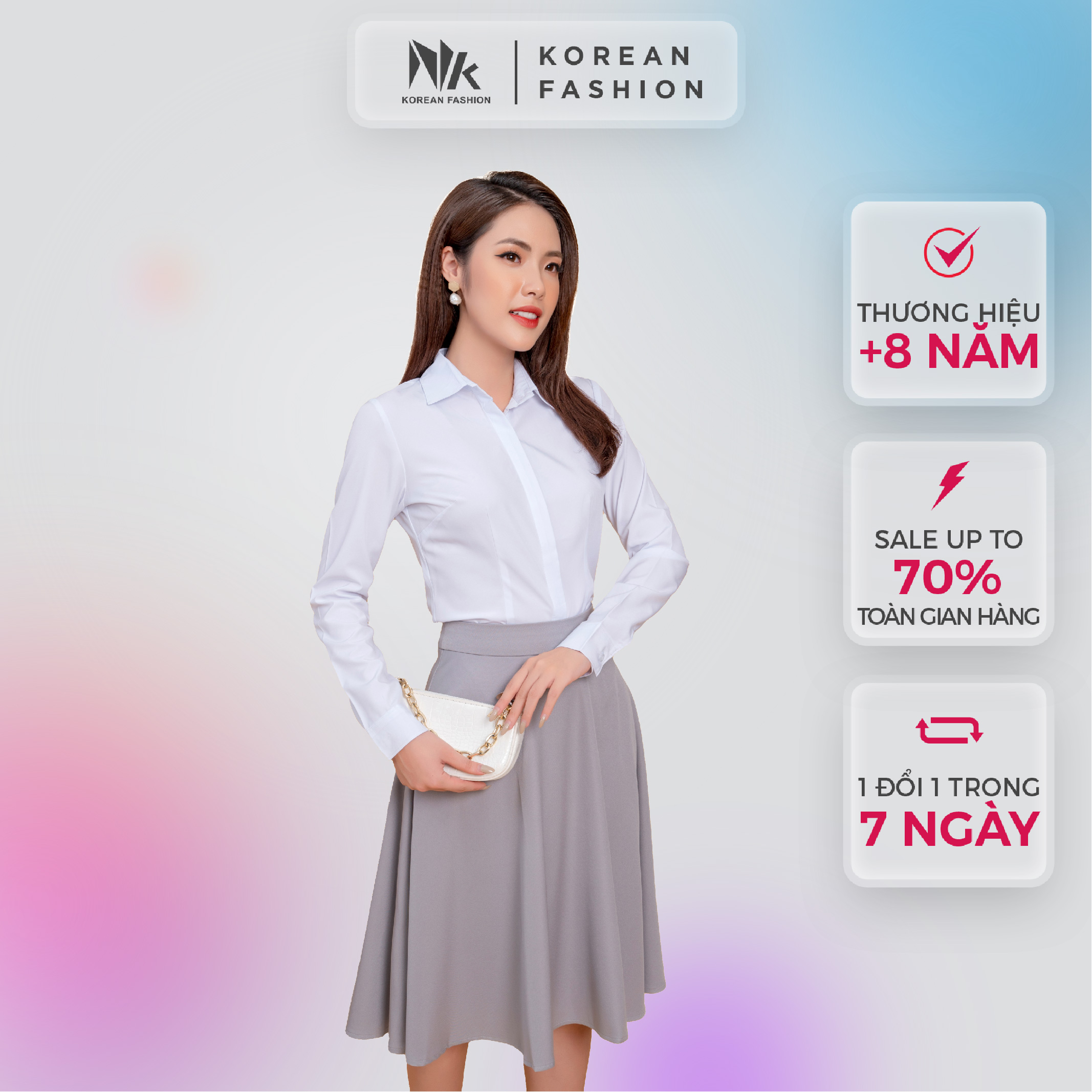 Áo Sơ Mi Nữ Trơn Công Sở Tay Dài, Chất Liệu Vải Hàn Cao Cấp, Đồng Phục Công Sở Nữ NKSM2010011