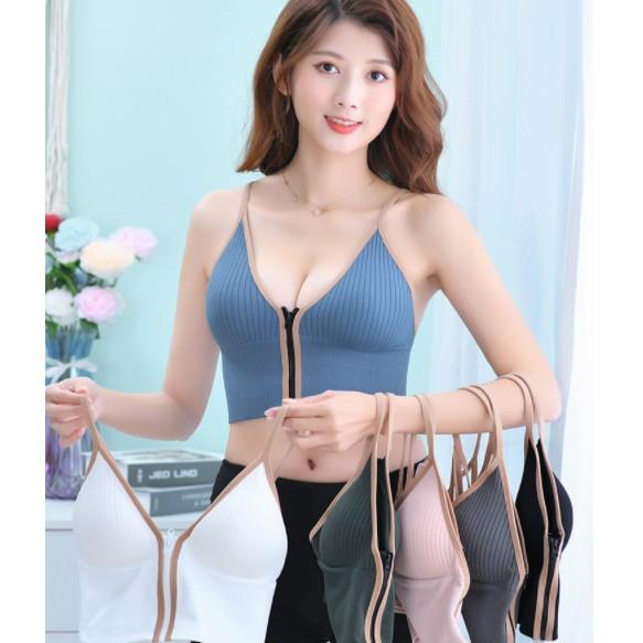 Áo Bra Đẹp ️️ Áo Bra Khóa Kéo Nâng Ngực - Bra 2 Dây Cổ V Trước Cá Tính Mềm Mại Siêu Sexy