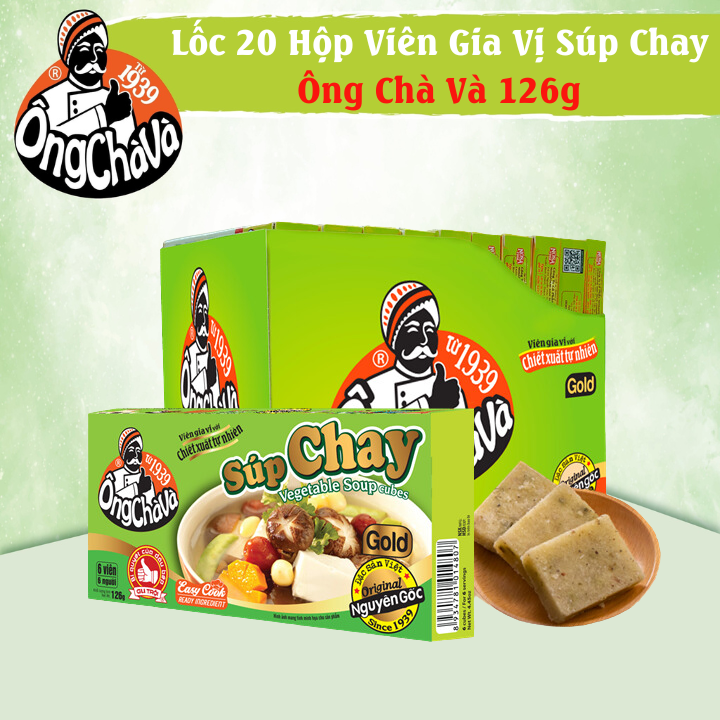Lốc 20 Hộp Viên Gia Vị Súp Chay Gold Ông Chà Và 126g
