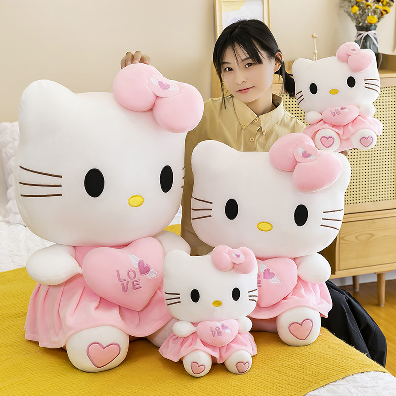 Gấu Bông Mèo Kitty Ôm Tim Siêu Dễ Thương (25cm---&gt;60cm) Hàng Cao Cấp Loại 1 Chất Lượng Cao, An Toàn Cho Trẻ Nhỏ