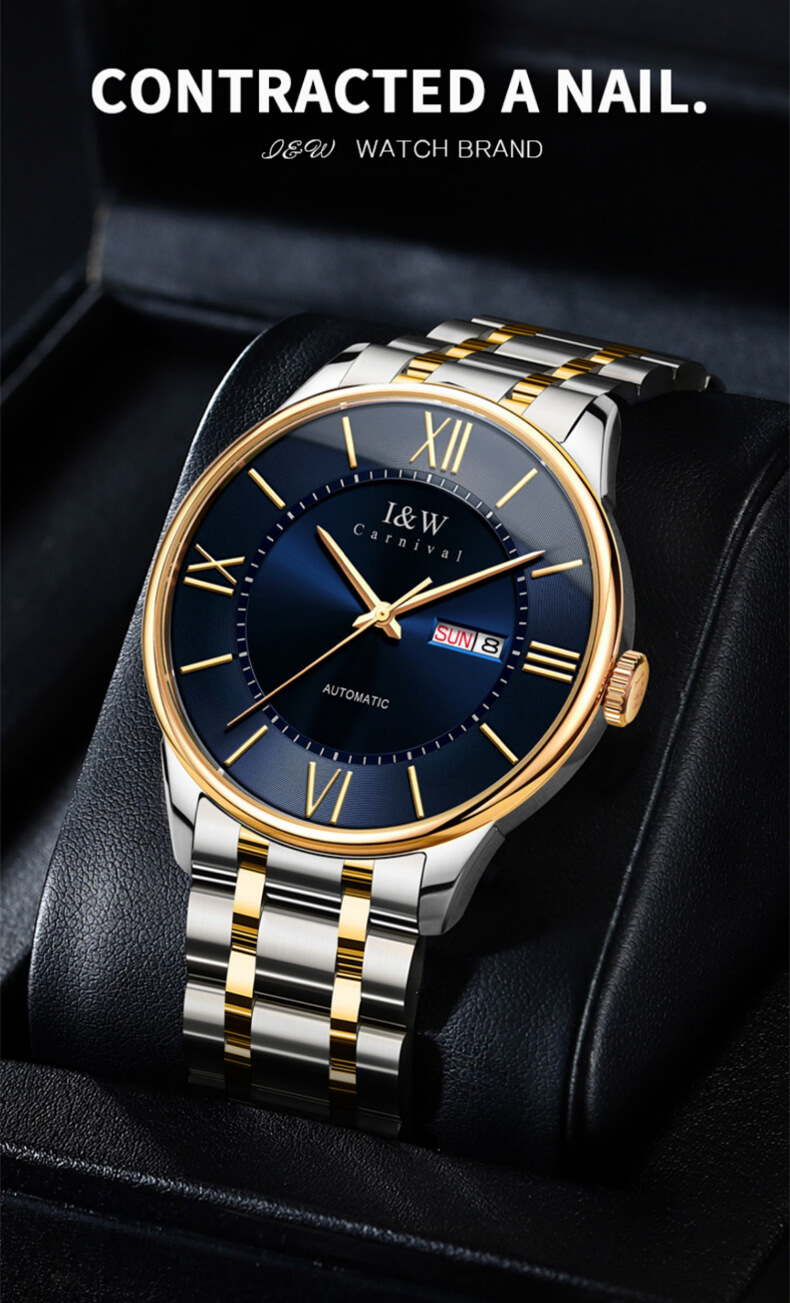 Đồng hồ nam chính hãng IW CARNIVAL IW515G-2 Kính sapphire ,chống xước ,Chống nước 30m ,Bảo hành 24 tháng,Máy cơ ,dây kim loại 316L không gỉ, thiết kế đơn giản dễ đeo
