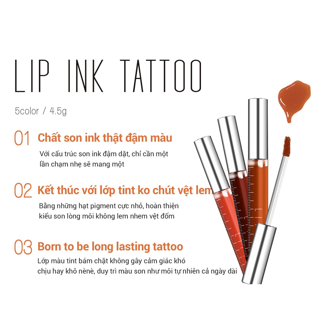 Son tint Bbia Lip Ink Tattoo Version 2 4.5g (5 màu)