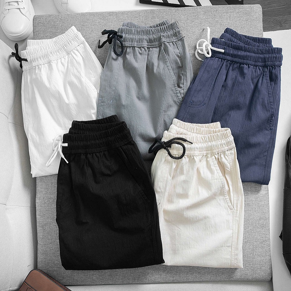 Quần short đũi nam chất đũi mềm mát, quần sooc lửng thể thao chuẩn form cạp chun dây rút 5 màu