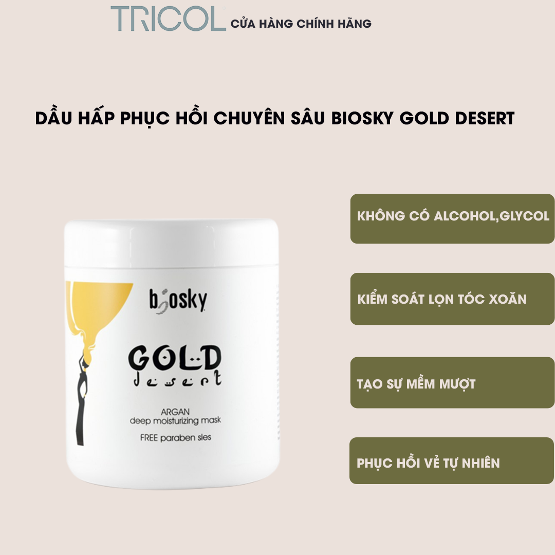 Dầu hấp dưỡng ẩm và làm mượt tóc Tricol Biosky Gold Desert Mask 1000ml