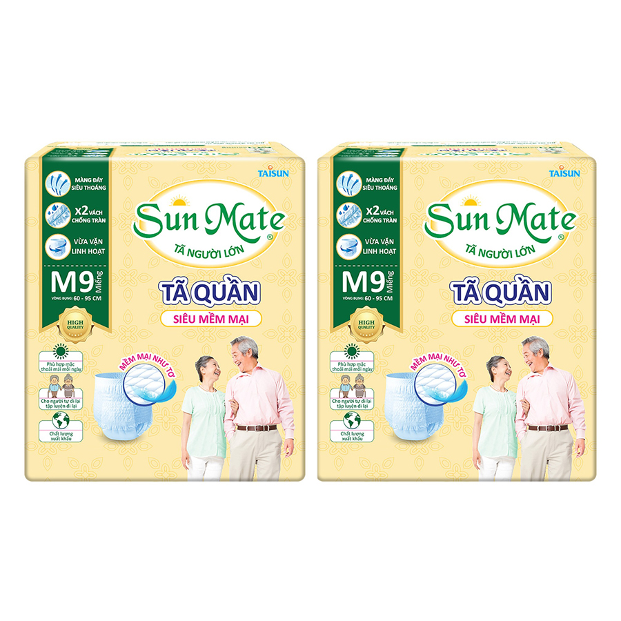 Combo 2 Tã Quần Người Lớn Sunmate Mềm Mại M9 (9 Miếng)