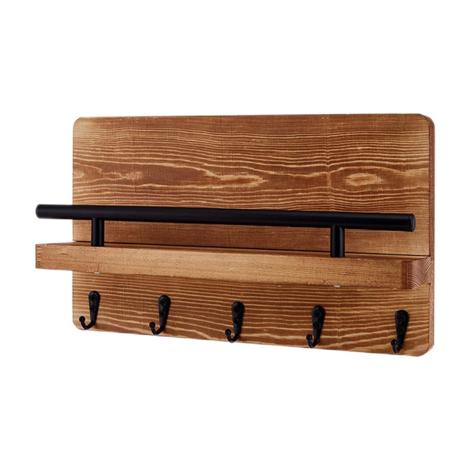 Wood Key Holder Mail Organizer Wall Mounted for Bathroom