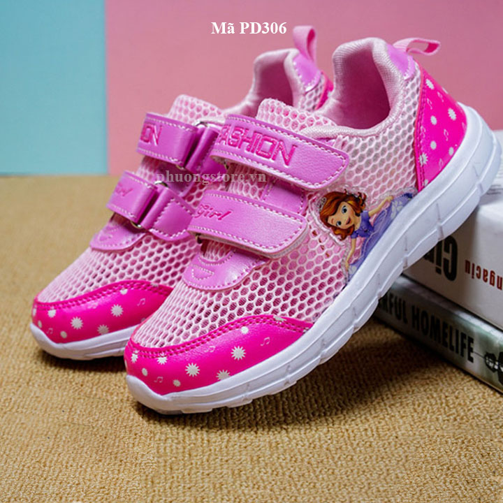 Giày thể thao công chúa màu hồng cho bé gái từ 3 - 12 tuổi - PD306