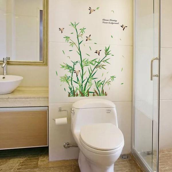 Decal trang trí nhiều nhánh Trúc nhỏ cùng Chim