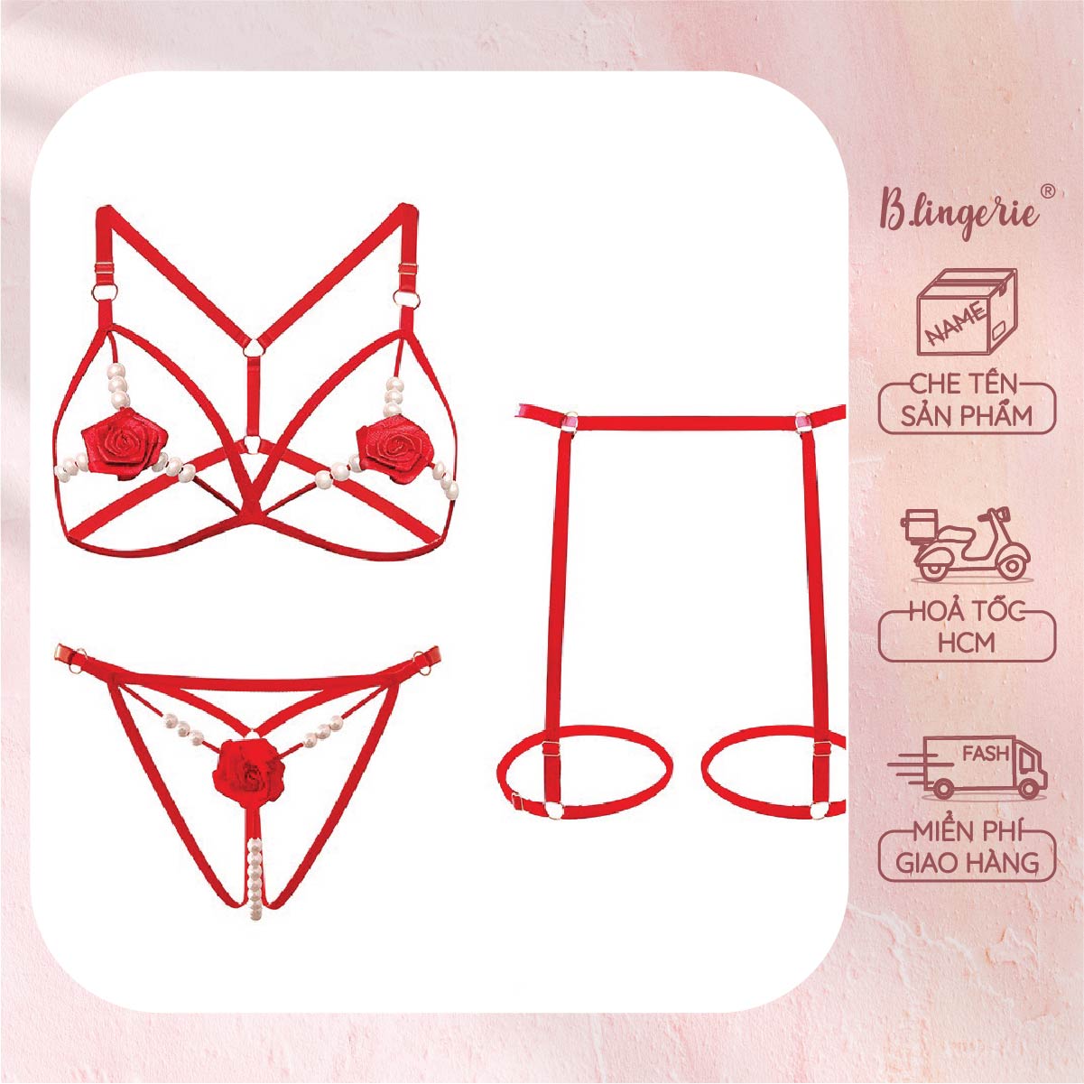 Bộ Đồ Lót Hoa Hồng - B.Lingerie