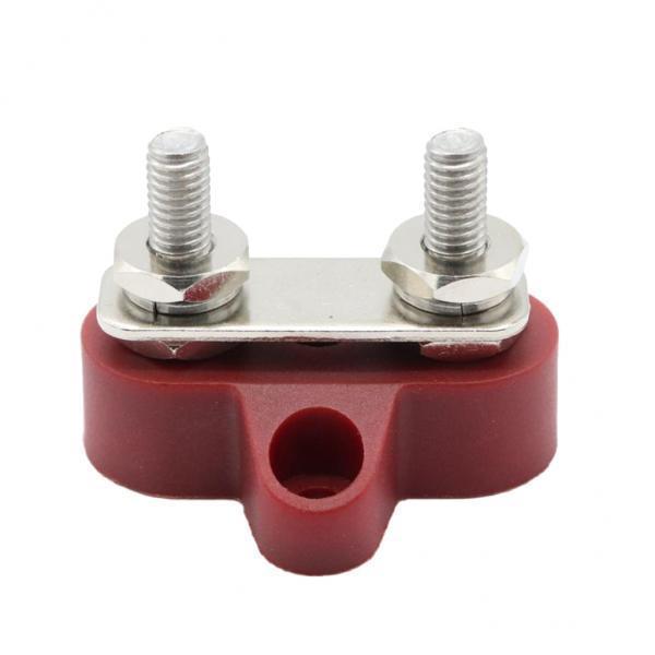2X DC48V Double M6 Terminal Stud Bus Bar Power Distribution Box for Boat - Red