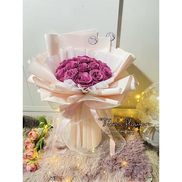 Bó hoa nhũ kim tuyến 19 bông dáng dài kèm túi và thiệp dành tặng sinh nhật, 14/2, 8/3, 20/10, 20/11