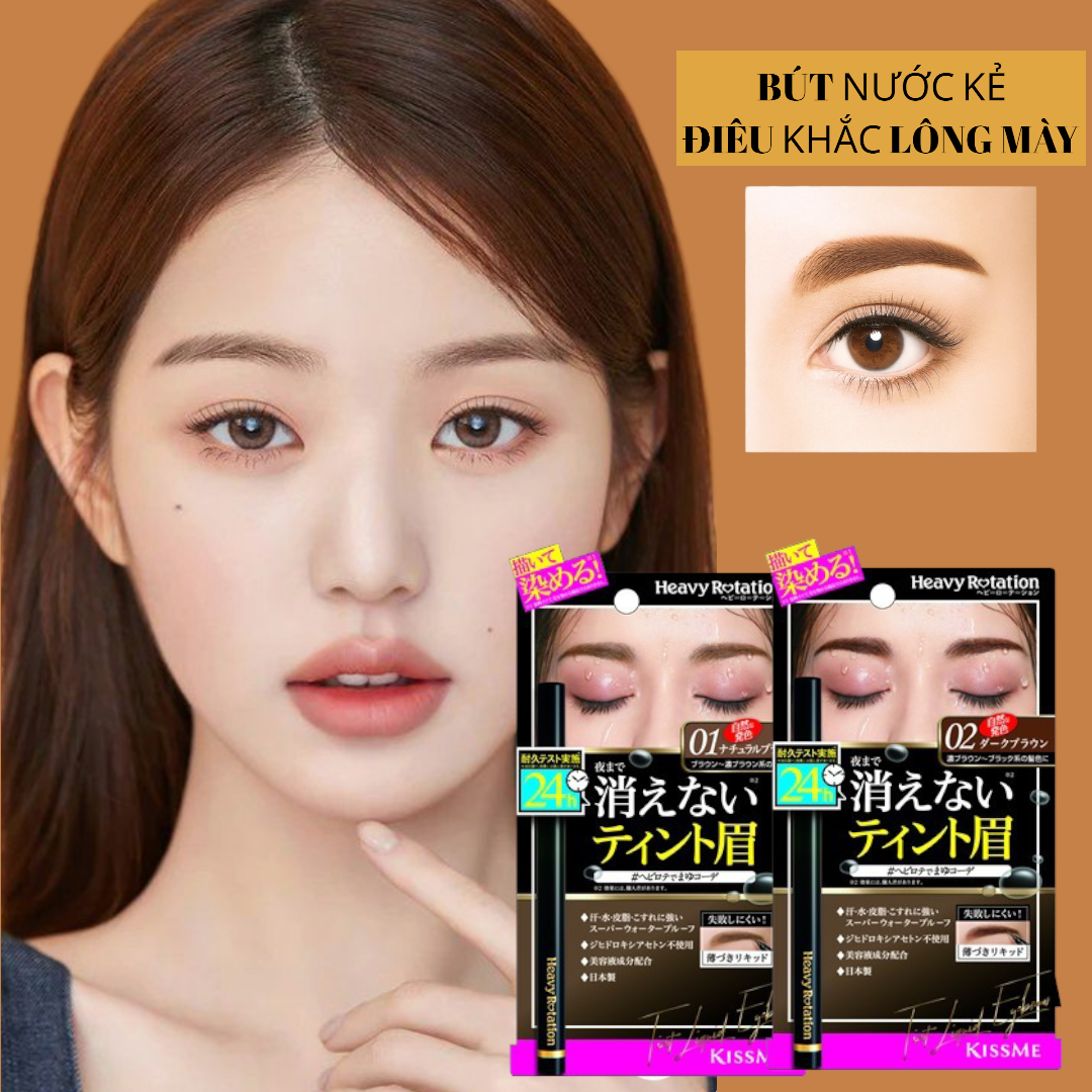 Bút Kẻ Chân Mày Bền Trong 24h Chống Thấm Nét Vẽ Siêu Mịn Kissme Heavy Rotation Tint Liquid Eyebrow