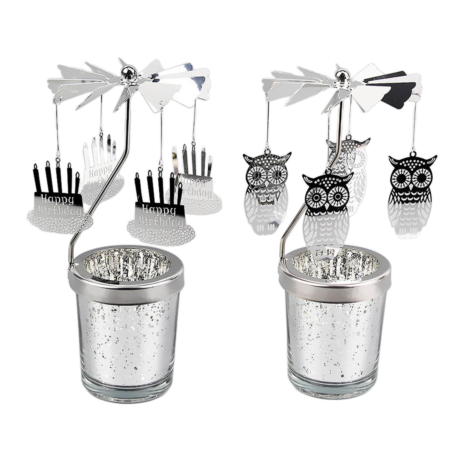 2Pcs Rotating Tea Light Holder Rotating Candlestick