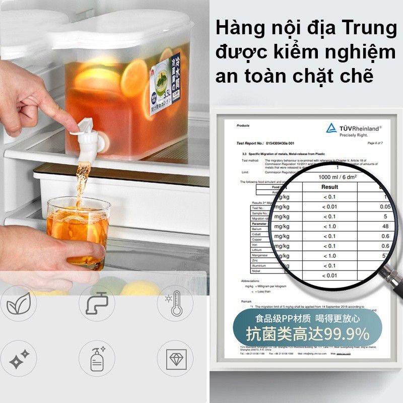 Bình nước có vòi 3,5 lít để tủ lạnh, Bình đựng nước hoa quả có vòi để bàn, tủ lạnh