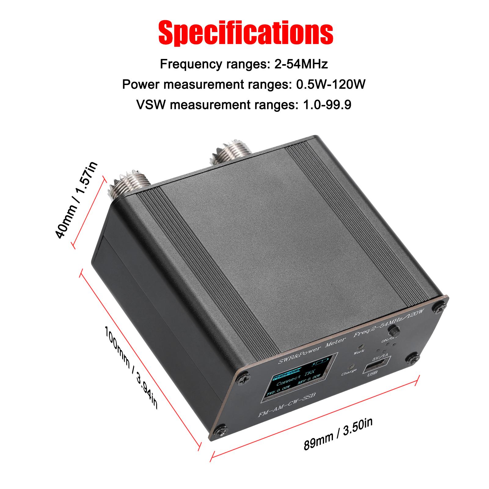 120W OLED Digital Display Power Standing-wave Meter HF Short Waves Power Meter Standing Waves Meter SWR Meter