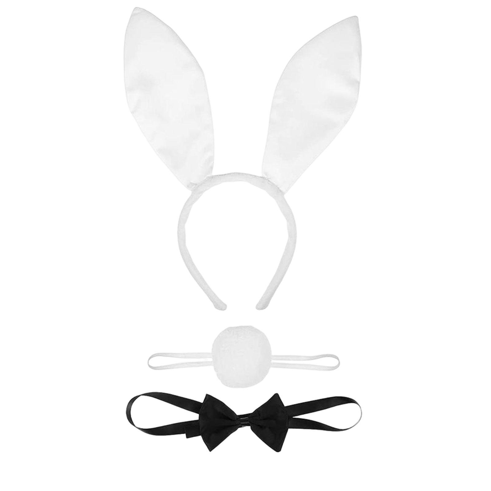 Women's Bunny Costume Set Rabbit Ear Headband Rabbit Tail for Carnival