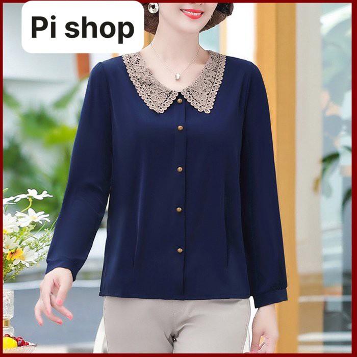 ÁO TRUNG NIÊN NỮ - ÁO SƠ MI TRUNG NIÊN PHỐI NÚT TAY LỠ, NHIỀU MÀU - THỜI TRANG QUÝ BÀ NHIỀU SIZE