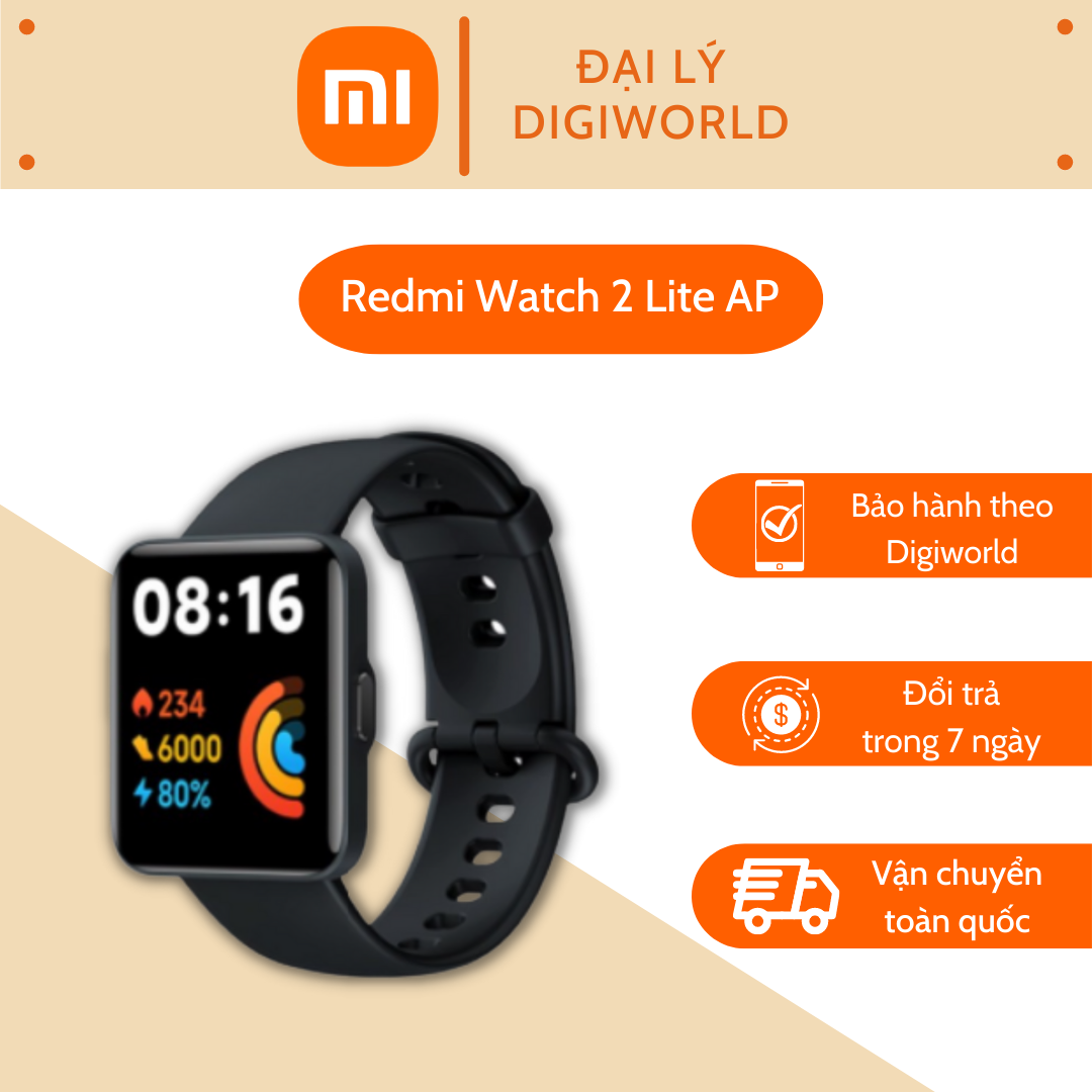 Đồng Hồ Redmi Watch 2 Lite AP (Black)- Hàng Chính Hãng