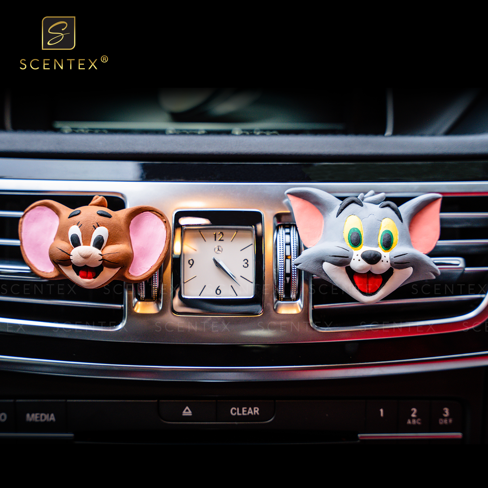 Nước hoa xe hơi cao cấp Scentex TOM AND JERRY 100% Organic, được làm từ chất liệu đá Aroma Stone đặc biệt, dễ dàng thẩm thấu và khuếch tán mùi hương theo cửa gió điều hòa, khử mùi, diệt khuẩn hiệt quả - Hàng Chính Hãng