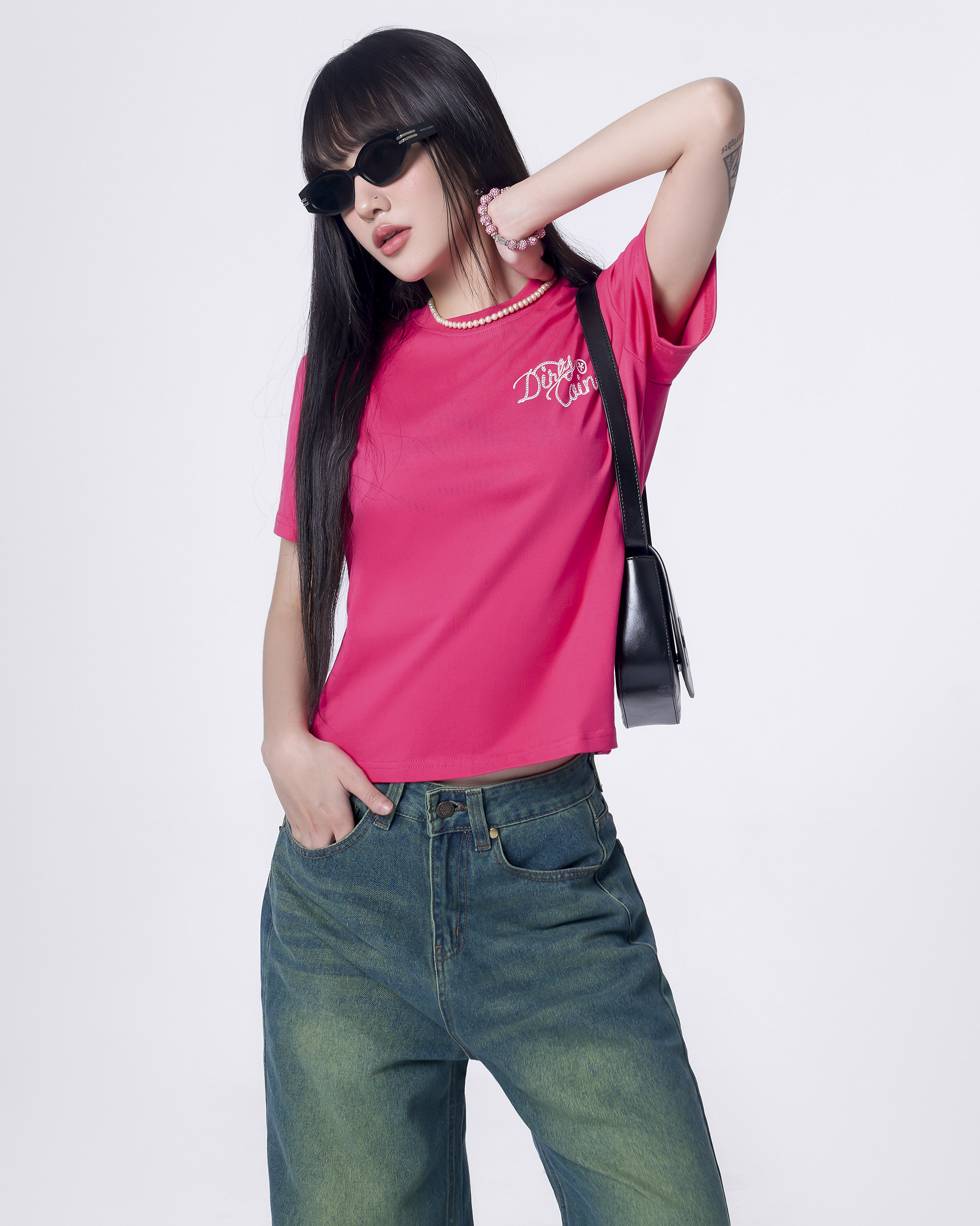 Áo Thun DirtyCoins Rope Print Regular Men/Women T-shirt - Hot Pink