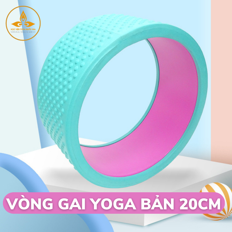 Vòng tập yoga bản rộng 20cm bề mặt gai 3D dày 8mm hỗ trợ tập yoga gym thể hình , massage lưng và hỗ trợ các tư thế chuyên nghiệp , kích thước 32x32x20cm - Hàng Chính Hãng