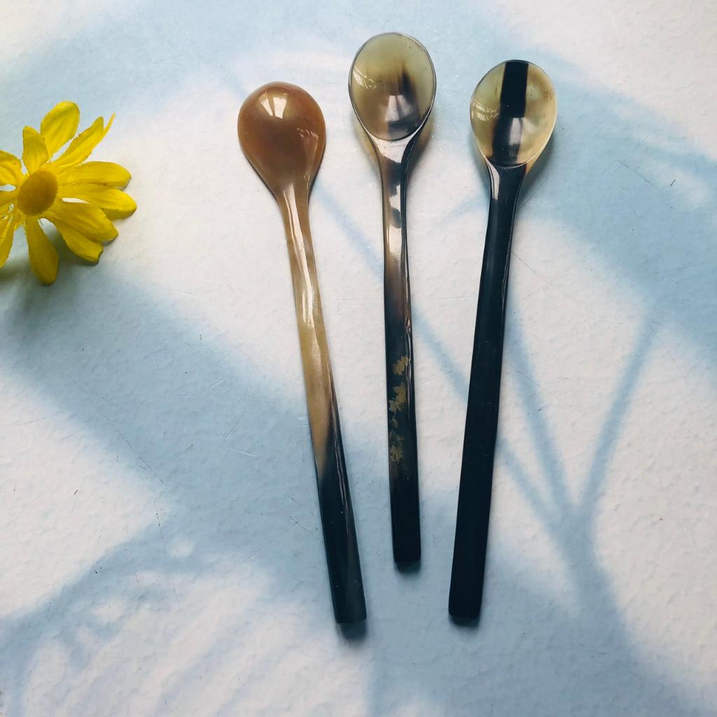 Thìa/Muỗng Sừng Dài 19x3 cm, Thìa Ăn Soup, Chè, Sữa Chua, Khuấy Cà Phê,Sinh Tố Chụp Ảnh Decor Xinh Xắn