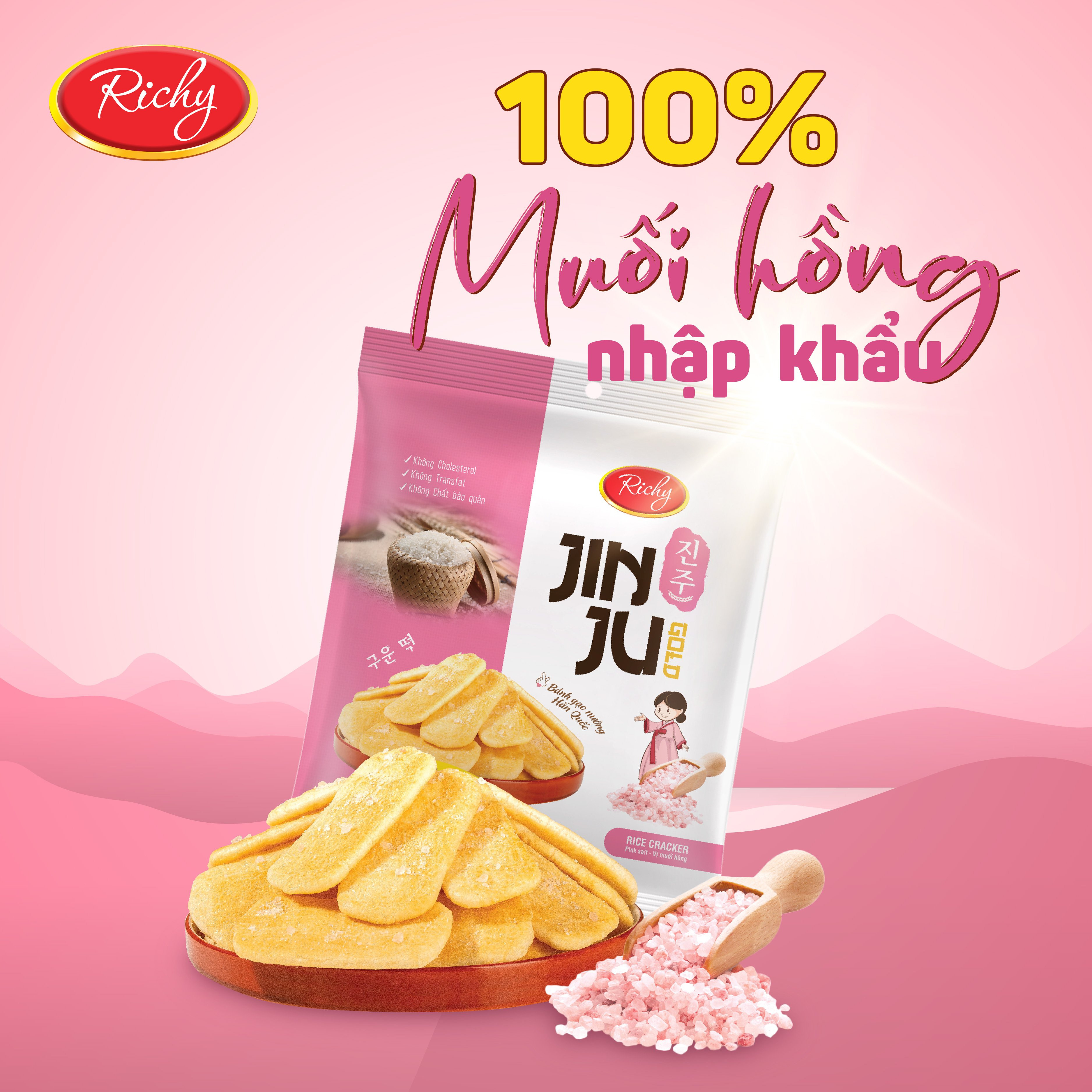 Bánh gạo Jinju vị Muối Hồng Himalaya 135g