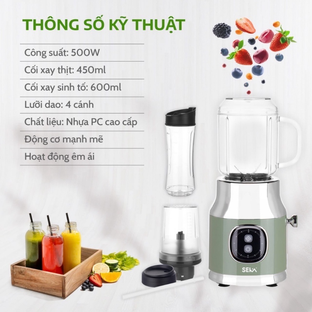 Máy Xay Sinh Tố 3 Cối SEKA HR2223 - Hàng Chính Hãng