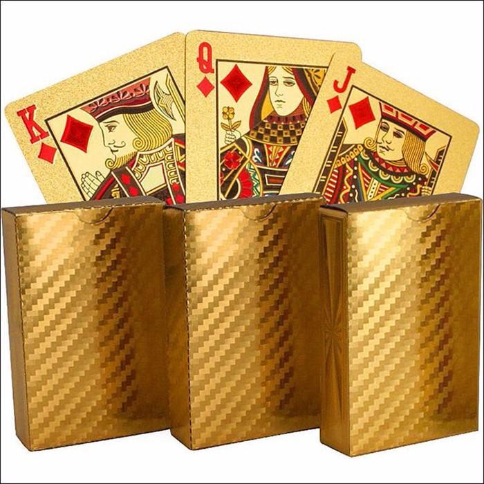 Bộ Bài Tây 52 lá mạ vàng 24k Mạ Vàng May Mắn Tài Lộc độc đáo cao cấp thiết kế chống cong vênh, không thấm nước