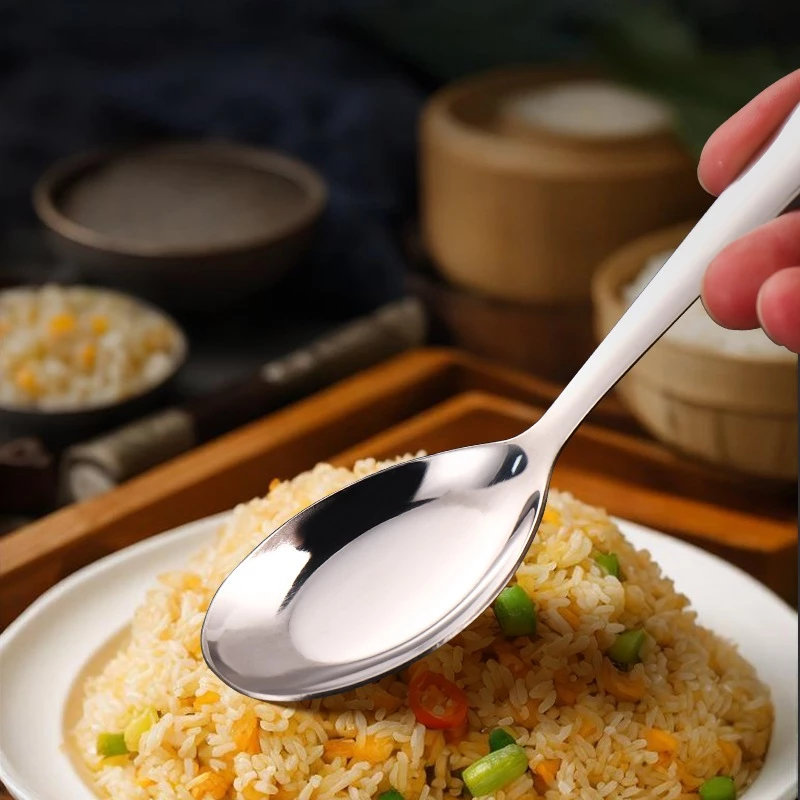 Set 5 thìa phở inox cao cấp Stainless Steel hàng xuất khẩu dài 18cm - Dùng ăn cơm ăn phở