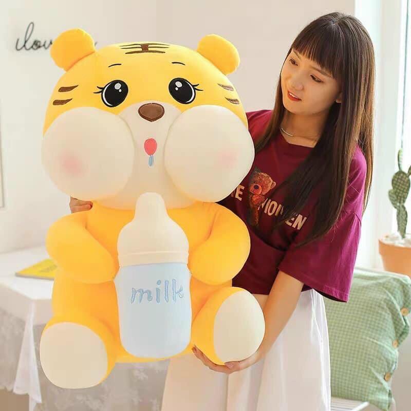 Gấu Bông Hổ Bú Bình, Hàng QC Cao Cấp Siêu Đẹp, Chất Liệu Lông Nhung Mềm Mịn Co Giãn 4 Chiều- Đủ Size- Hổ Bú Bình