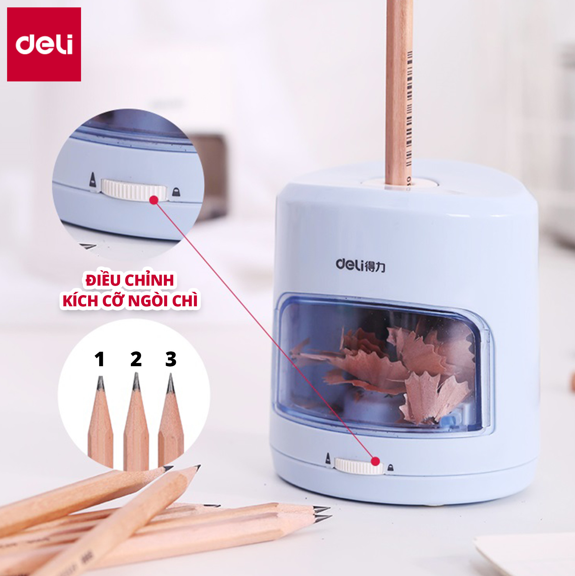 Gọt Bút Chì Điện Tự Động Deli - 1 Chiếc - 502