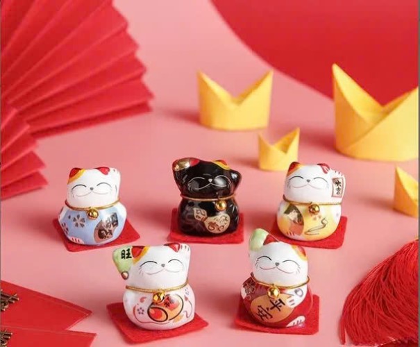 BỘ TƯỢNG 5 MÈO THẦN TÀI - CỰC KỲ MAY MẮN - 5 MÈO MANEKI NEKO