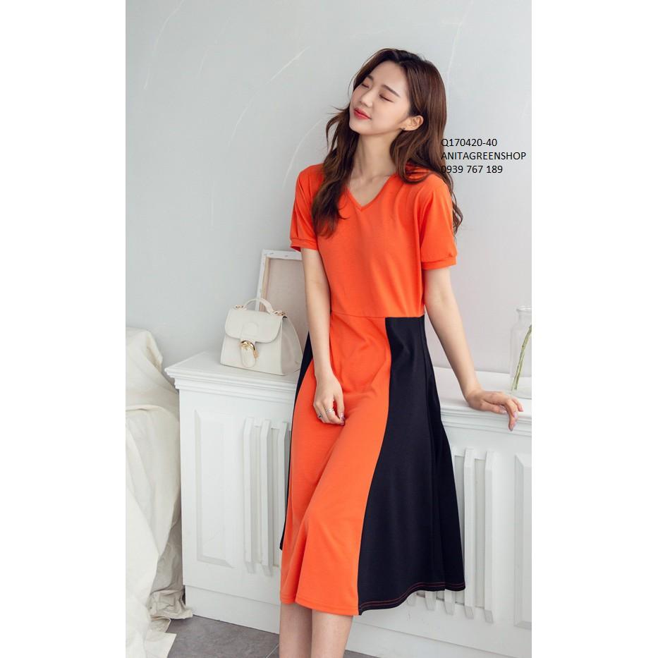 Q170420 ĐẦM THUN XÒE PHỐI MÀU