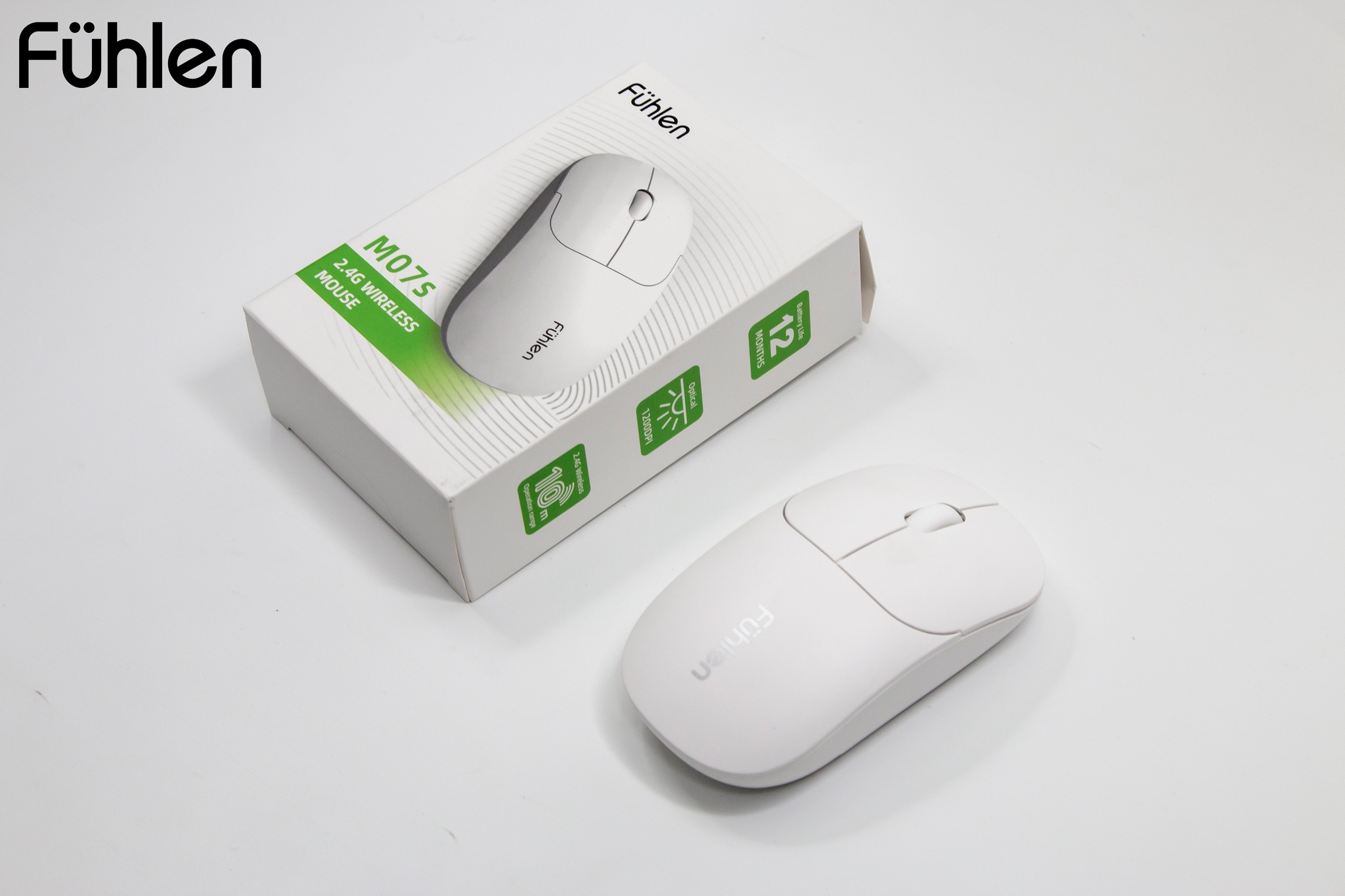 Chuột không dây Fuhlen M07s Wireless, Công thái học, Tặng kèm pin- Hàng chính hãng