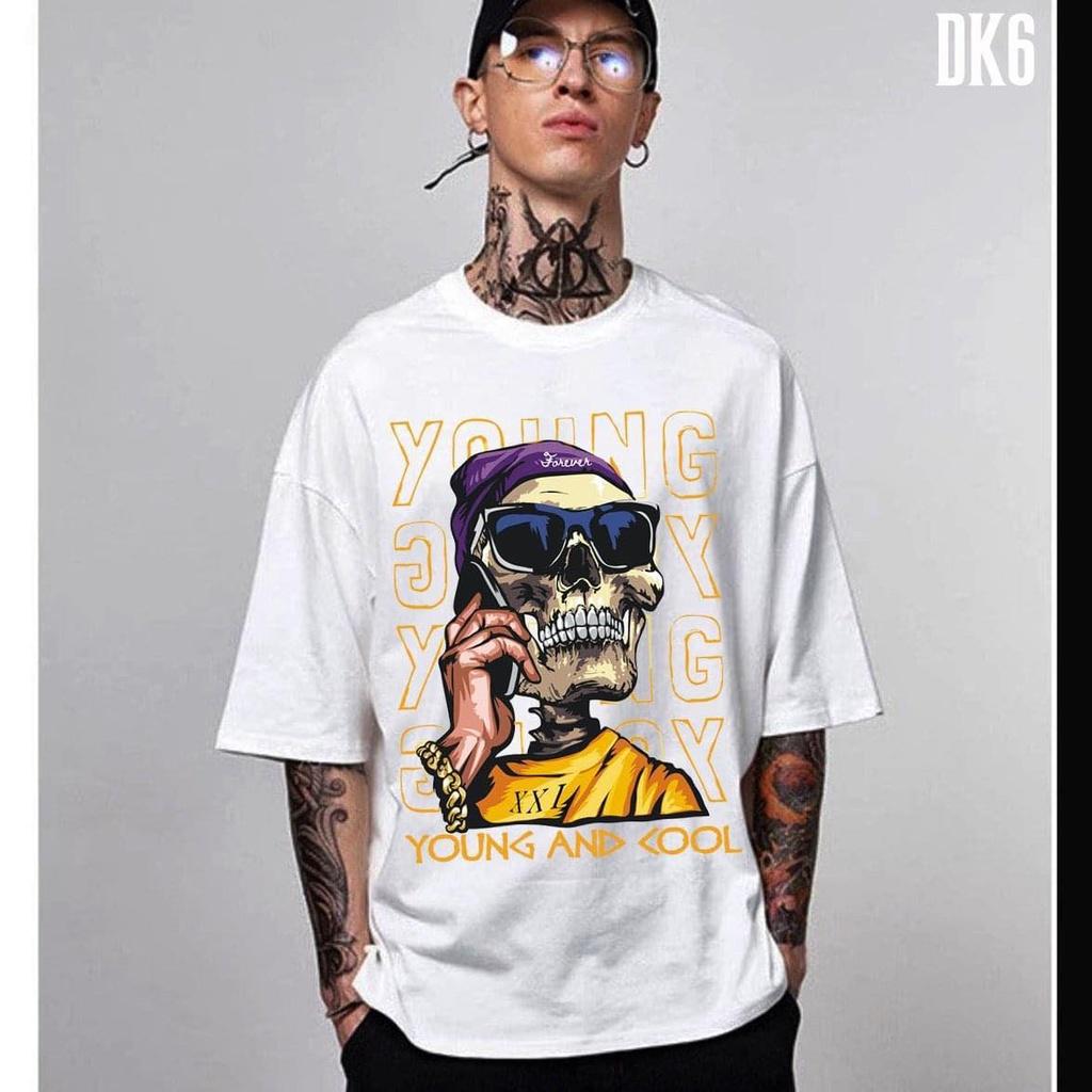ÁO THUN UNISEX NAM NỮ đầu lâu nghe điện thoại young